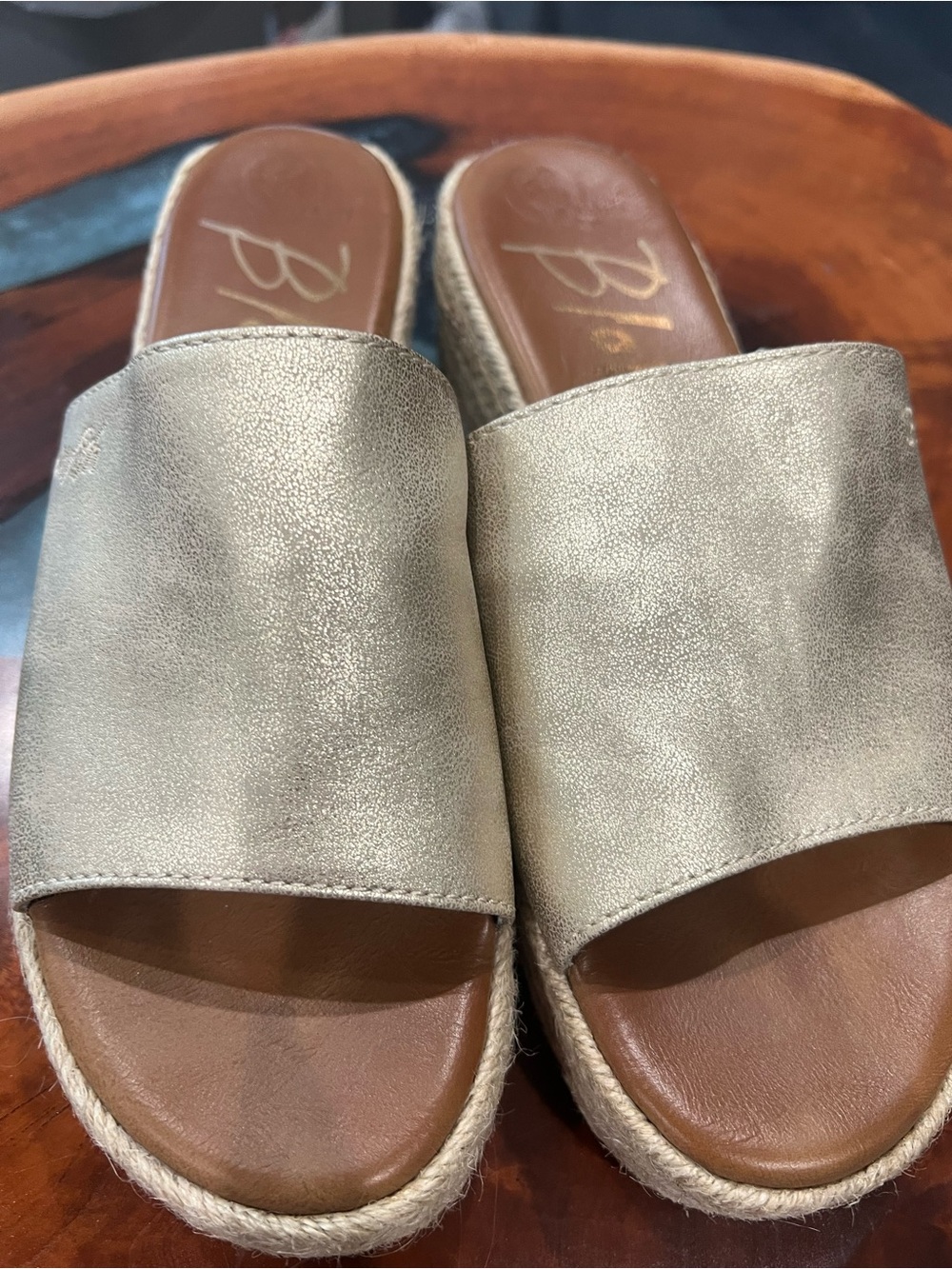 Blowfish Metallic Gold Slide Mules